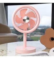 Taşınabilir Mini USB Fan Evde Ofiste Masaüstü 4 Kademeli Dönebilen Başlıklı Lityum Şarj Edilebilir (Pembe)