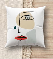 BK Gift Modern Art Tasarımlı Beyaz Kırlent Yastık, Ev Hediyesi, Ev Dekorasyonu, Dekoratif Hediye (Model 15)