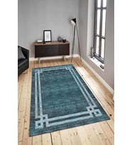 Dijital Baskılı Yıkanabilir Kaymaz Modern Renkli Salon Halısı Mutfak Halısı Yolluk ND-HY-1302 (Mavi)