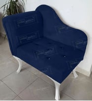 Yeni Model Tekli Köşe Koltuğu Josefin Bench Beyaz Ayak (Lacivert)