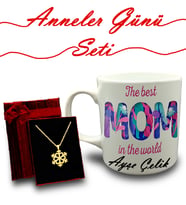 Anneler Gününe Özel Kişiye Özel Kupa & Kar Tanesi Kolye Hediye Seti (Model 2)