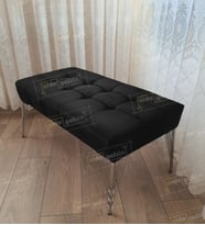 Modern Dilim Puf Ayakucu Puf Gümüş Metal Ayak (90*45) (Siyah)