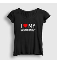 Presmono Kadın Beyaz I Love My Sugar Daddy T-Shirt 427801tt (Siyah)
