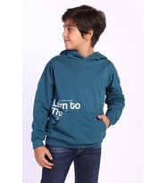 Toontoy Erkek Çocuk Kapüşonlu Kanguru Cepli Baskılı Sweatshirt (Petrol)