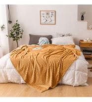 Tek Kişilik Fitilli Yumuşak Dokulu Battaniye 170 x 230 cm (Hardal)