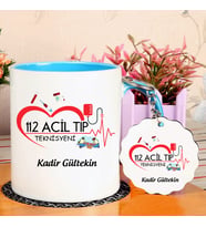 112 Acil Tıp Teknisyeni Kupa Bardak ve Anahtarlık Hediye Seti (Model 2)