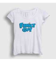 Presmono Kadın Sarı Logo Family Guy T-Shirt 300409tt (Beyaz)