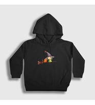 Presmono Unisex Çocuk Beyaz Cat And Witch Kedi Kapüşonlu Sweatshirt 287498tt (Siyah)