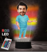 Doğum Günü Hediyesi,Sevgiliye Hediye, Kişiye Özel Fotoğraflı Doktor Karikatür 3D Led Lamba (RGB)