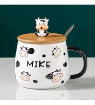 480ml Karikatür Seramik Fincan Yaratıcı Sevimli İnek Kupa Pot Göbekli Meşrubat Bardağı (02)