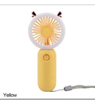 El Mini Fan USB Şarj Edilebilir Soğutma Fanları Sevimli Taşınabilir Gece Lambası (Sarı)