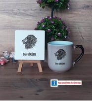 Aslan Dekoratif Taş, Kupa Bardak Kırmızı Hediye (Model 9)