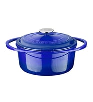 Lava Döküm Yuvarlak Tencere Döküm Demir Kapak Heritage Serisi Çap(Ø)24cm (Mavi)