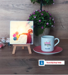 Fransızca Öğretmeni Fotoğraflı Dekoratif Taş, Ahşap Altlıklı Türk Kahvesi Fincanı Hediye (Model 6)