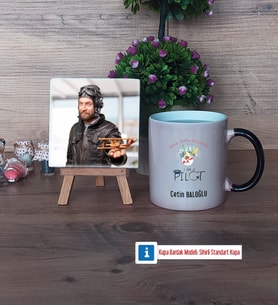 Pilot Fotoğraflı Dekoratif Taş, Kupa Bardak Beyaz Hediye (Model 9)