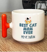 Kişiye Özel Best Cat Mom Ever Hediye T Kupa Bardak En İyi Kedi Annesi (Turuncu)