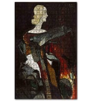 Cakapuzzle Makineli Tüfekli Kadın Yağlıboya Puzzle Yapboz MDF (Ahşap) (500 Parça)