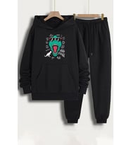 Unisex T - Rex Baskılı Eşofman Takımı (Siyah)