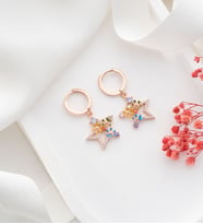 925 Ayar Gümüş Zirkon Taşlı Yıldız Küpe (Rose)