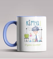 Kişiye Özel Kimya Öğretmeni Tasarım Siyah Renk Kupa Bardak 6 (Mavi)