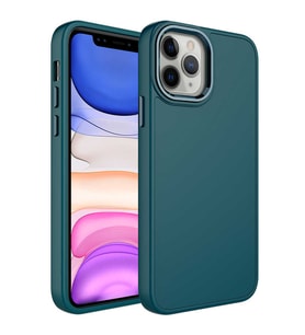 iPhone 12 Pro Max Kılıf Luna Dışı Soft Yumuşak İçi Kadife Kılıf (Koyu Yeşil)