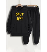 Unisex Shut Up Baskılı Eşofman Takımı (Siyah)