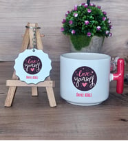 Love Your Self Hediye Seti Kupa Bardak T Kulplu ve Anahtarlık Arkadaşa Hediye, Anneye Hediye (Model 1)