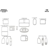 Meriç® Renault Clio Symbol Ön Torpido Kaplama Maun 15 Parça 2004-2008 (Alüminyum)