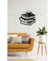 Drink Coffee And Read Good Book Duvar Dekor Lazer Kesim Hediyelik Eşya Ahşap Tablo (Siyah)