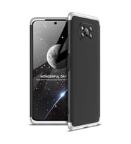 Xiaomi Poco X3 Kılıf 3 Parça Slim Sert Silikon Kapak AYS (Siyah-Gri)