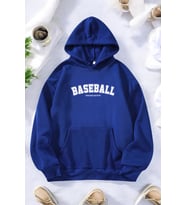 Baseball Baskılı Oversize Sweatshirt (Mavi)