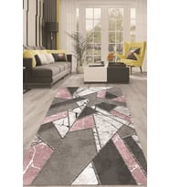 Dijital Kaymaz Taban Yıkanabilir Modern Renkli Salon Halısı Mutfak Halısı Yolluk ND-HT-165 (Pembe)
