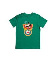 Mickey Mouse baskılı pamuklu penye kumaş yazlık çocuk tişört (Yeşil)
