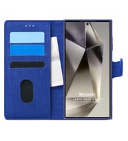 Microsonic Samsung Galaxy S24 Ultra Kılıf Fabric Book Wallet Siyah (Lacivert)