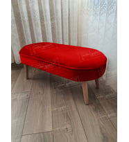 Ultra Lüks Oval Parrot Puf Ahşap Ayak (Kırmızı)