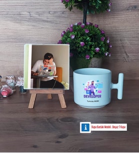 Developer Fotoğraflı Dekoratif Taş, Kupa Bardak Beyaz Hediye (Model 12)