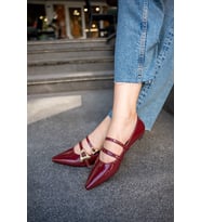 VİKY SİVRİ BURUN TOKA DETAYLI BABET (Bordo)