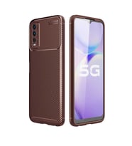 Vivo Y20S Kılıf Zore Negro Karbon Tasarım Silikon Kılıf (Kahverengi)
