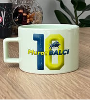 Kişiye Özel Sarı Lacivert Hediye Pastel Fincan Taraftar Hediyesi (Yeşil)