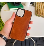 Modica Torino - Iphone 12-12 Pro Hakiki Deri Kaplama Telefon Kılıfı (Taba)