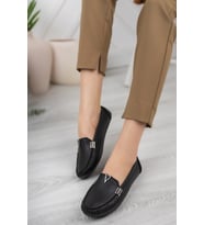 Khayt Flora Casual Günlük Kadın Babet Ayakkabı (Siyah)