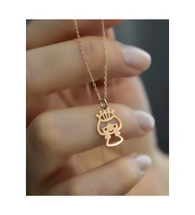 925 Ayar Gümüş Kesim Prenses Kolye (Rose)