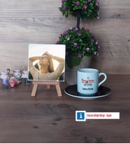 Özel Eğitim Öğretmeni Fotoğraflı Dekoratif Taş, Ahşap Altlıklı Türk Kahvesi Fincanı Hediye Öğretmenler Günü Hediyesi (Model 7)