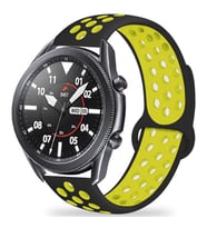 ​​Amazfit Pace GTR 2 2E Lite 47mm Kordon Delikli Spor Kordon (Siyah-Sarı)