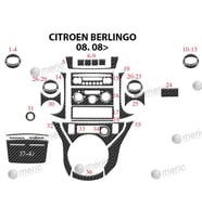 Meriç® Citroen Berlingo Ön Torpido Kaplama Maun 40 Parça 2008-2018 (Karbon)