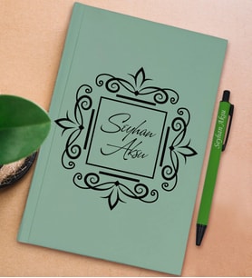 BK Gift Kişiye Özel İsimli Su Yeşili Sert Kapaklı Defter ve Tükenmez Kalem Seti, Arkadaşa Hediye, Yeni İş Hediyesi, Doğum Günü Hediyesi (Model 14)