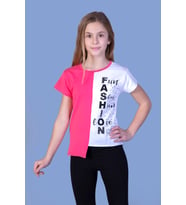 Toontoy Kız Çocuk Fasihon Garni Tişört (Fuşya)