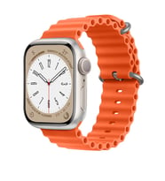 Apple Watch 42mm 44mm 45mm Seri 1 2 3 4 5 6 7 8 Se Uyumlu Seaflex Ocean Silikon Kordon (Turuncu)