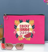 BK Gİft Yaz Temalı-8 Astarlı Portföy Çanta 30x21cm(12 Renk Seçeneği), Baskılı El Çantası, Organizer Çanta (Fuşya)