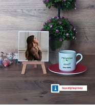 Mekatronik Mühendisi Fotoğraflı Dekoratif Taş, Ahşap Altlıklı Türk Kahvesi Fincanı Hediye (Model 3)